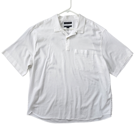 BANANA Republic White Organic Cotton Relaxed Fit Top Johnny Collar - Picture 2 of 9